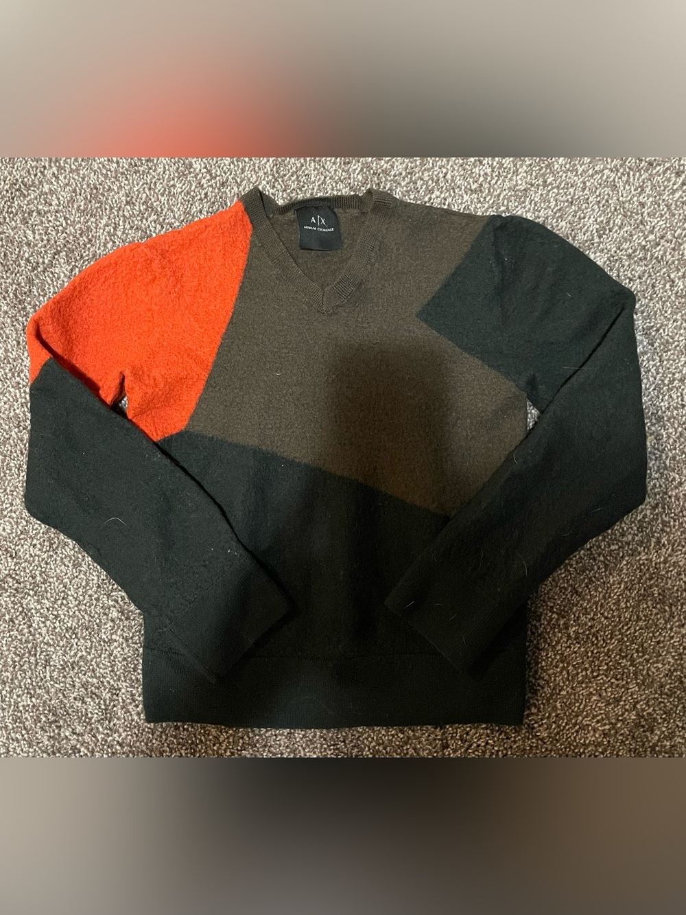 Armani Exchange Men’s Colorblock Merino Wool V-Neck Sweater